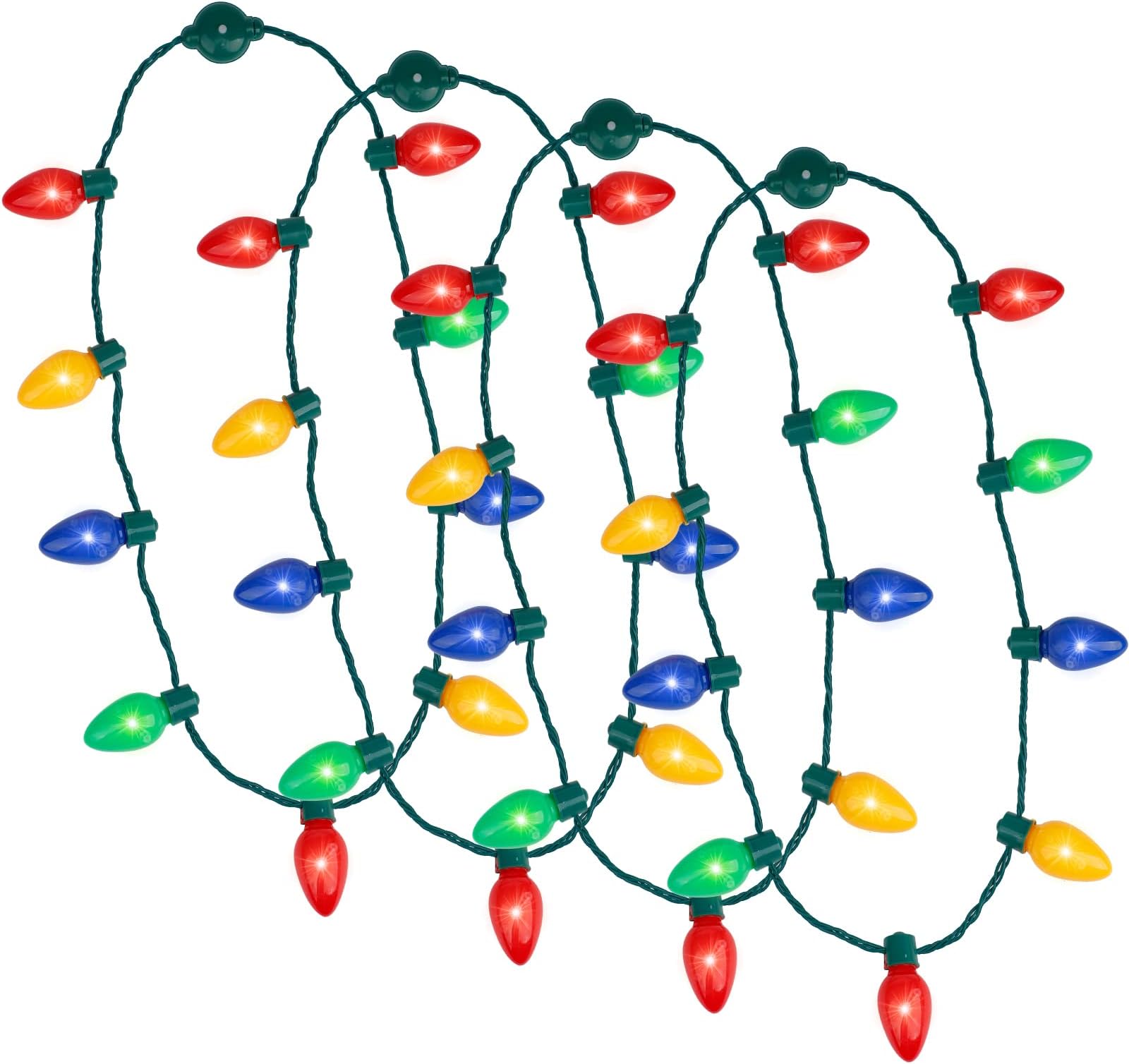 LED Necklace Easter Toy for Egg Hunt, Carnival Party Supply Decoration Accessory, LED Blinking Crystal Light Up Necklace Dazzling Glow Toy for Kids Adults, Flash Lights Set 4pcs