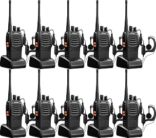 Baofeng Walkie Talkies Two-Way Radios bf-888s for Adults Long Range Rechargeable Communicator Handheld Professional UHF Interphone 10 Pack Walky Talky Set with Earpiece,Li-ion Battery and Charger