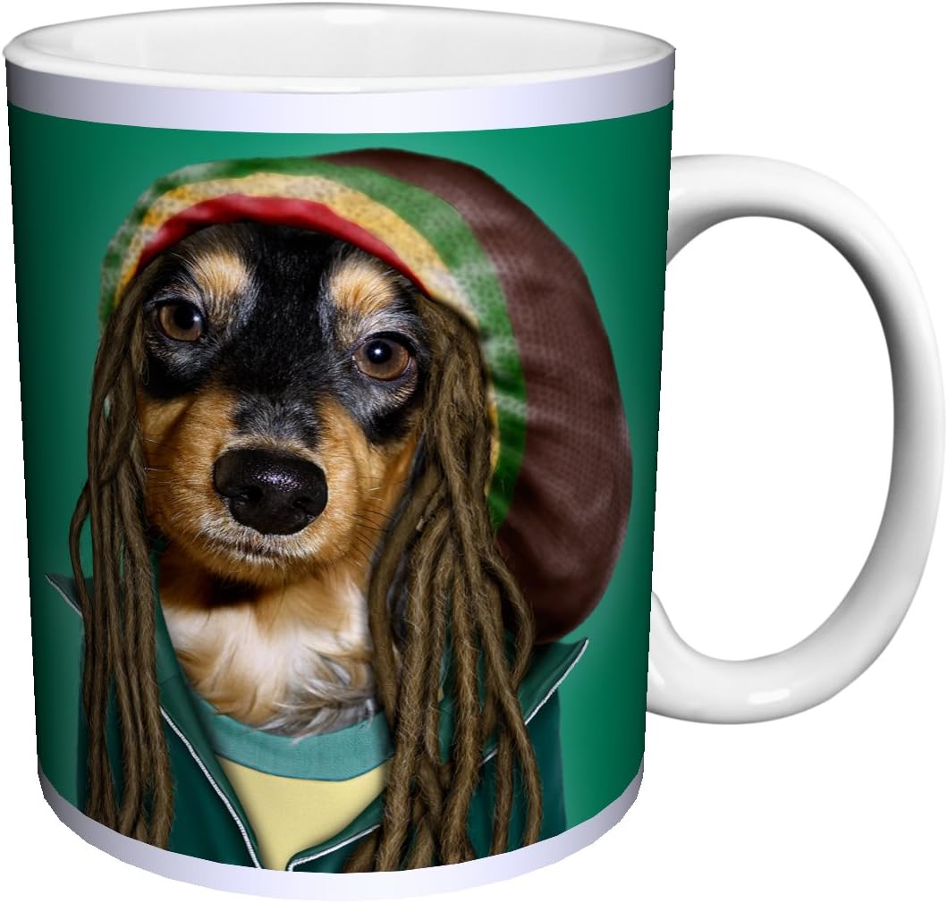 Pets Rock Reggae Rasta Dog Novelty Humor Music Spoof Animal Art Ceramic Gift Coffee (Tea, Cocoa) 11 Oz. Mug