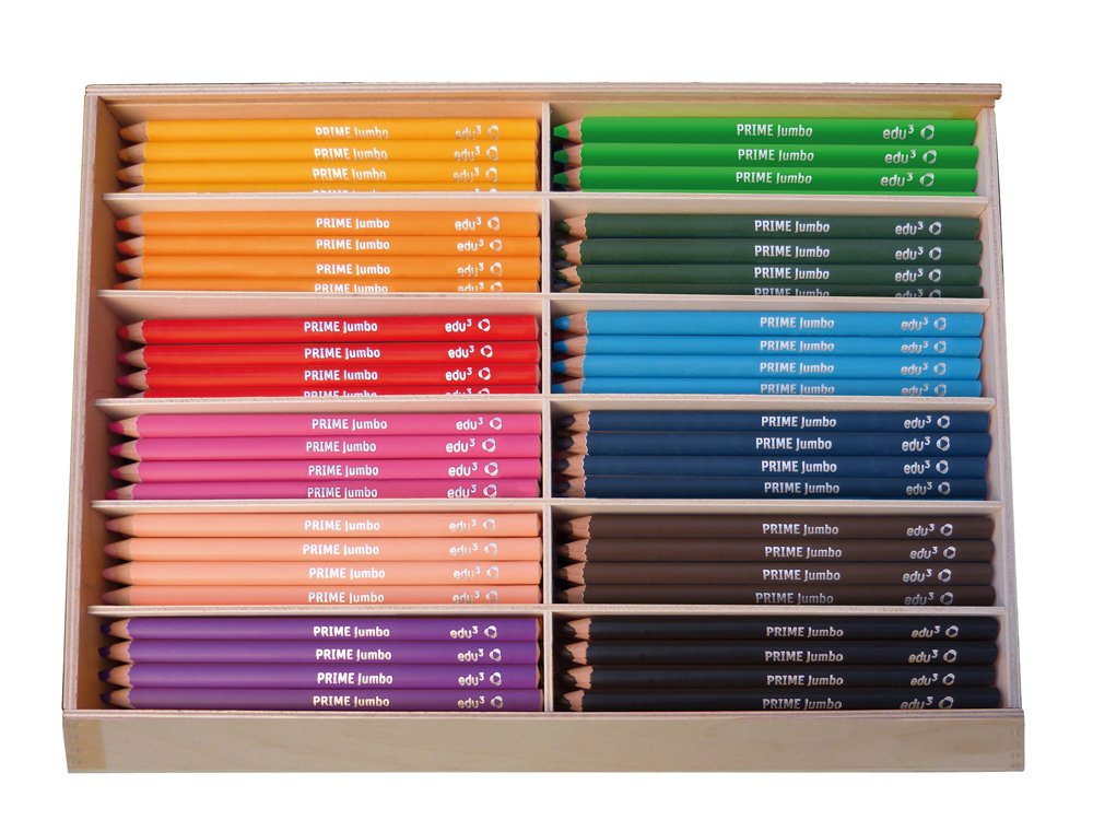 Crayons de couleur triangulaires EDU3 Prime Jumbo avec mine dense de 6,25 mm