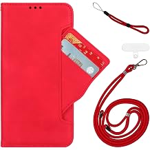 Wallet Phone Case Compatible for Leica Leitz Phone 36.6 Inch, Magnetic Leather Flip Case for Leica Leitz Phone 3, with Card Holder, 1 Cell Phone Lanyard, 1 Wrist Strap Red