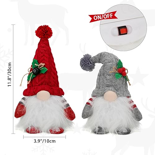 Miniatura 2 de HORLIMER 2 gnomos de Navidad iluminados de 11.8 pulgadas, gnomos de Papá Noel suecos iluminados para decoración de Navidad