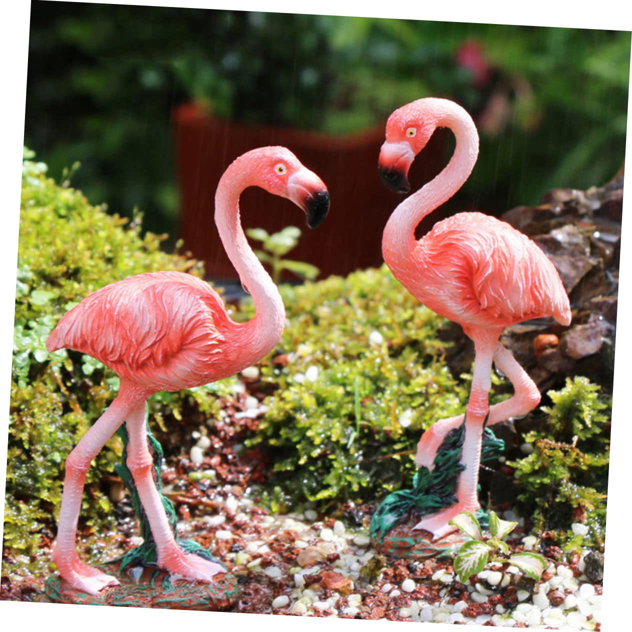 BESPORTBLE 3pezzi Statuetta Fenicottero Resina Decorazione Per Scrivania e Giardino Ornamento Creativo e Vivido Per Casa e Tavoli Originale Per Amici Design Elegante