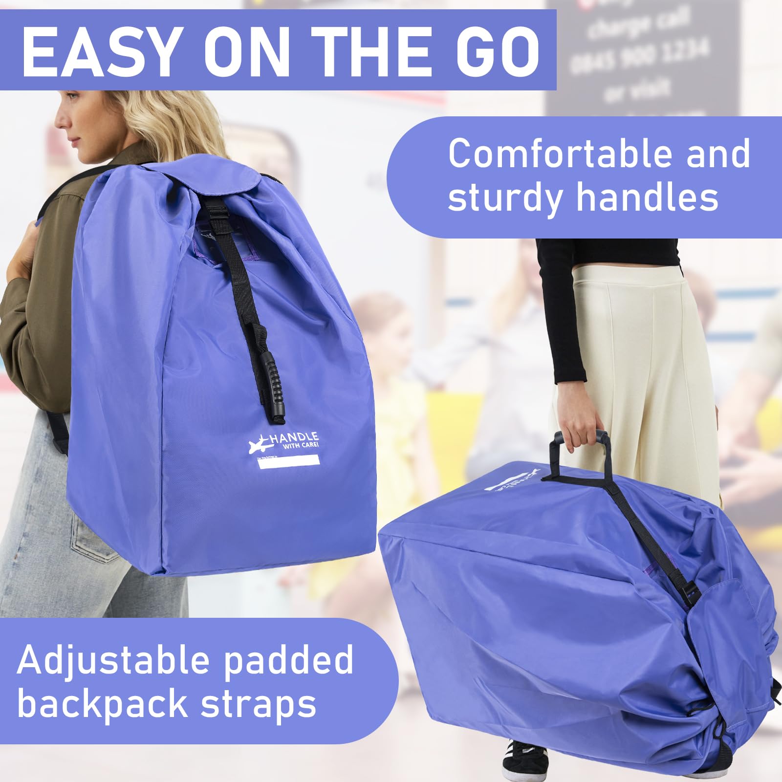Bolsa de viaje para asiento de coche para avión, se adapta a asientos de coche infantiles, asientos convertibles, asientos elevadores, bases de asiento de coche, para ahorrar preocupaciones,