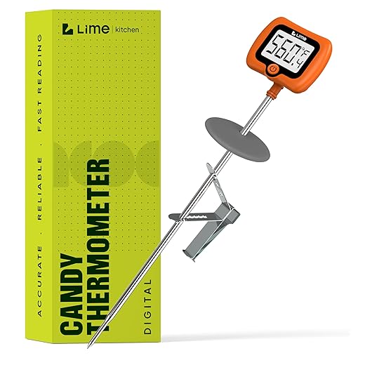 Digital Candy Thermometer with Pot Clip, 10" Long Stainless Steel Probe, Instant Read Kitchen Thermometer for Cooking, Baking, and Candy Making