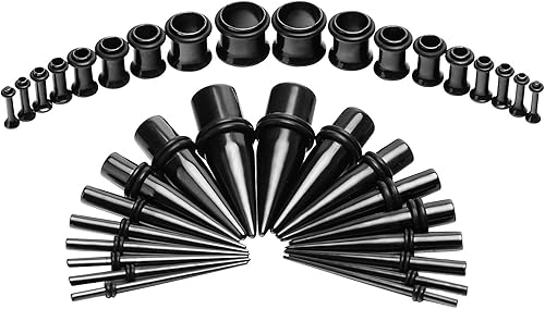 Miniatura 9 de vcmart 14G-00G - Kit de estiramiento de 36 manómetros para oídos tapones cónicos ojales acero de grado implante Metal Acero inoxidable