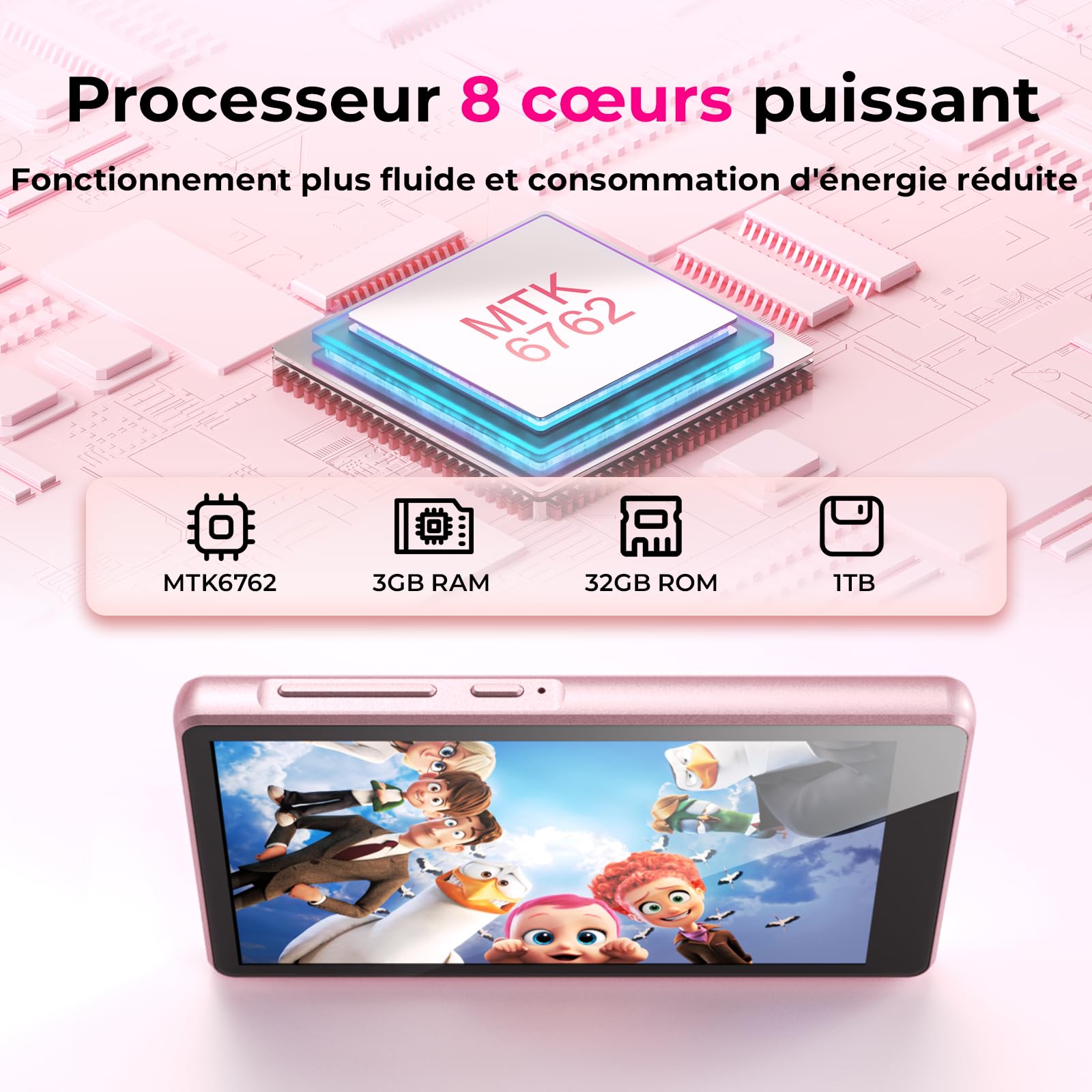 160 Go Lecteur MP3 Spotify avec Bluetooth et WiFi, Android Lecteur MP4