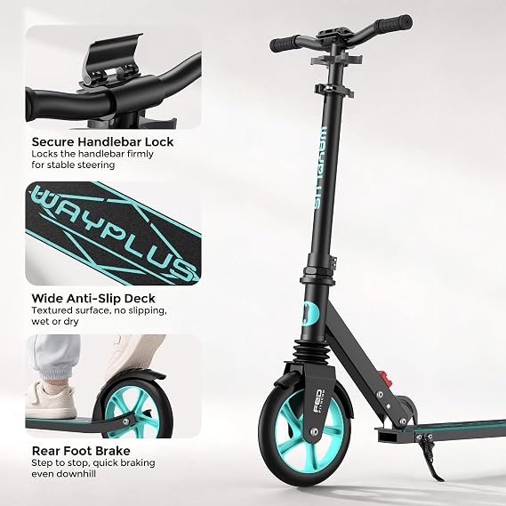 WAYPLUS Kick Scooter for Ages 6+,Kid,Teens & Adults.8 Big Wheels,240lb