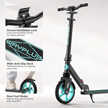 WAYPLUS Kick Scooter for Ages 6+,Kid,Teens & Adults.8 Big Wheels,240lb