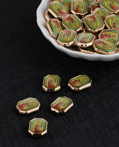 Miniatura 8 de Diyalo 30 cuentas espaciadoras de Nuestra Señora de Guadalupe de San Judas para bricolaje, rosario, coronilla, collar, pulsera, pieza de fabricación