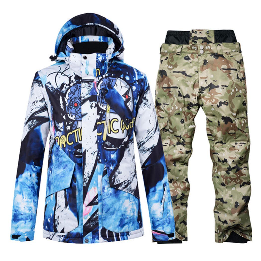 Hangmax, set di tuta da neve, da uomo e donna, giacca da sci, impermeabile, calda tuta da sci Camuffamento leggero S