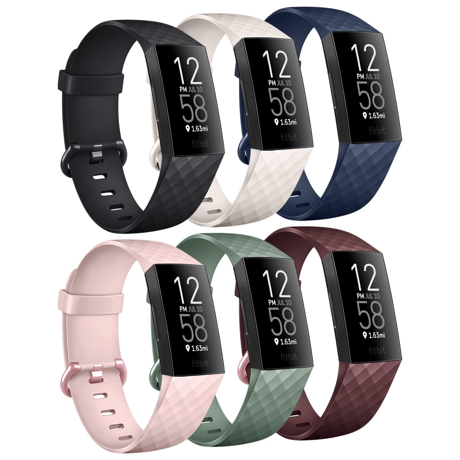 Demark Pack 6 Straps Compatible with Fitbit Charge 4 Strap/Fitbit Charge 3 Strap for Women Men, Soft Sports Watch Strap Wristbands for Fitbit Charge 4/3 SE
