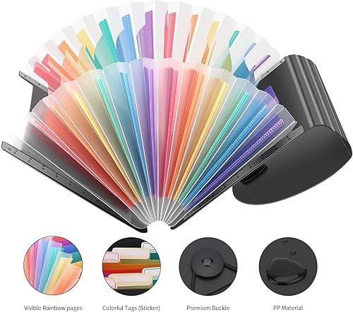 Miniatura 21 de Uquelic Paquete de 2 soportes organizadores de archivos, 13 bolsillos expandibles, organizador de carpetas de archivos, organizador de cupones