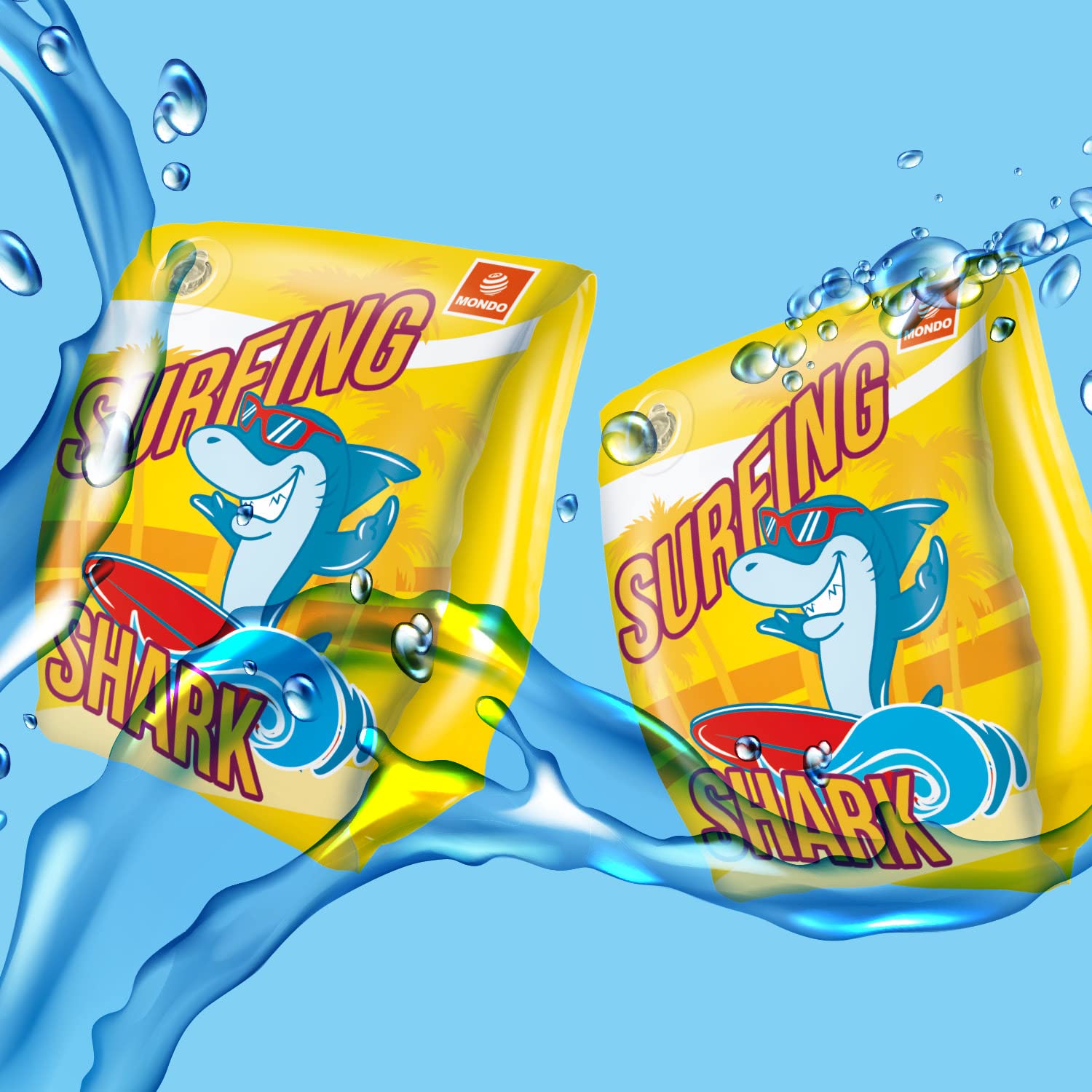 Mondo Toys - SURFING SHARK Arm Bands - Braccioli di Sicurezza per bambini - Materiale PVC - Adatti a bambini da 2 a 6 anni con Peso 6-20 kg - 16919