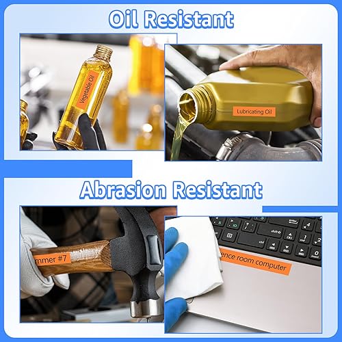 Miniatura 7 de USUPERINK Paquete de 6 etiquetas industriales compatibles con Dymo 18435 negro sobre naranja de 0.472in, 12 pulgadas x 18.0ft, 18 pies, compatible