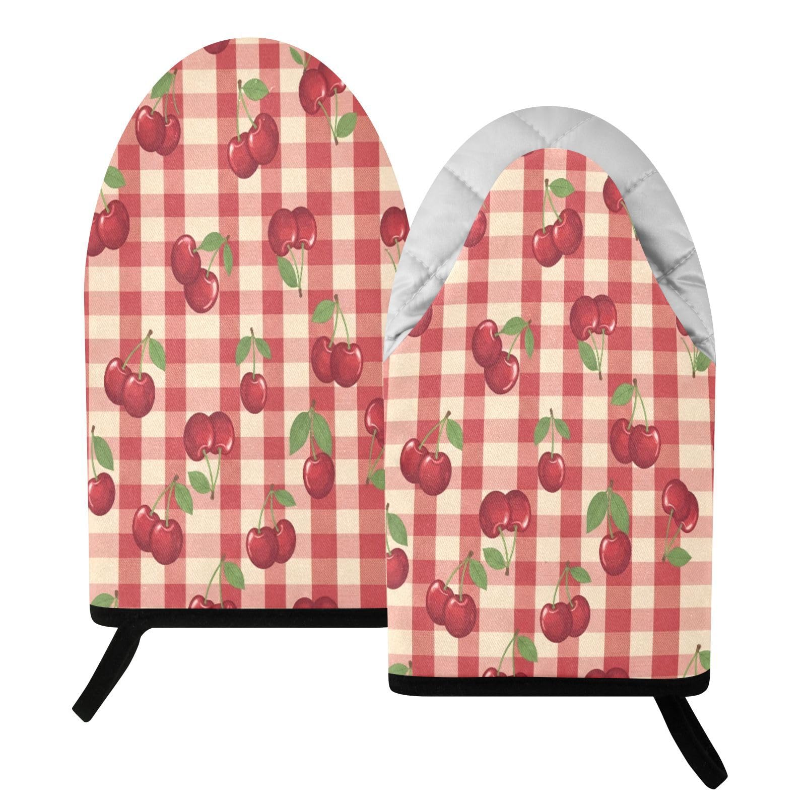 BURSTDDY Cherry Oven Mitt,Heat Resistant Kitchen Mitts for Cooking
