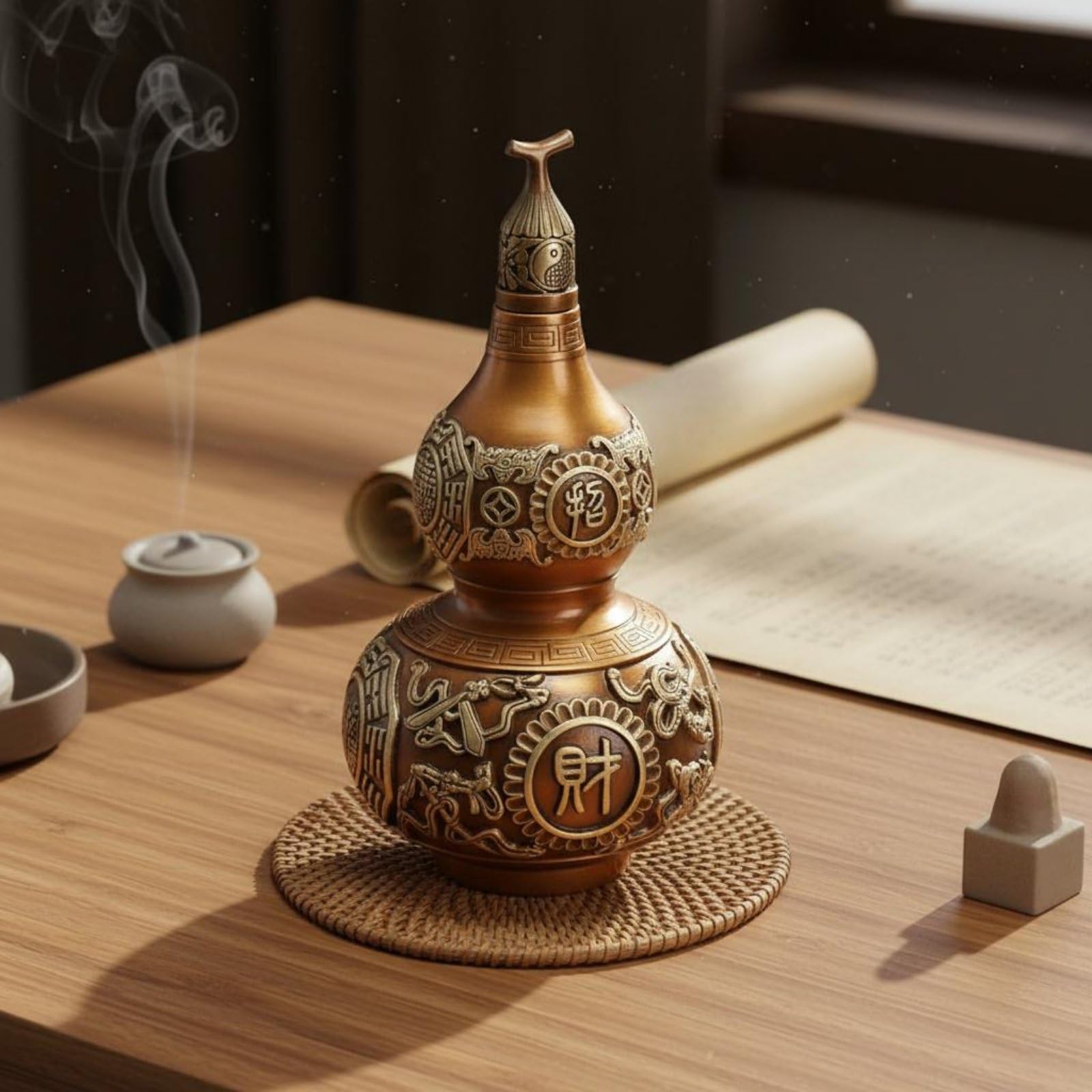 Amazon.co.jp: predolo 八卦ひょうたんの置物 蓋が開く 真鍮製