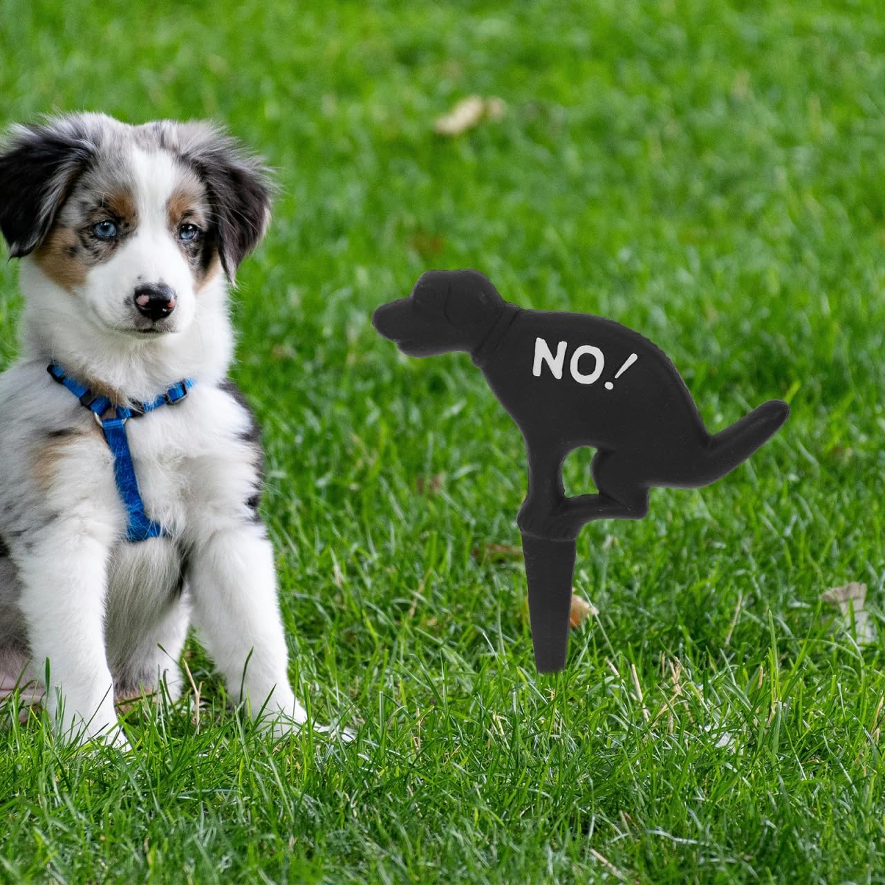 Mikikit Dog Shaped Yard Sign Cast Iron Garden Insert Lawn Decor No Pooping Pet Warning Outdoor Patio Grass Sign
