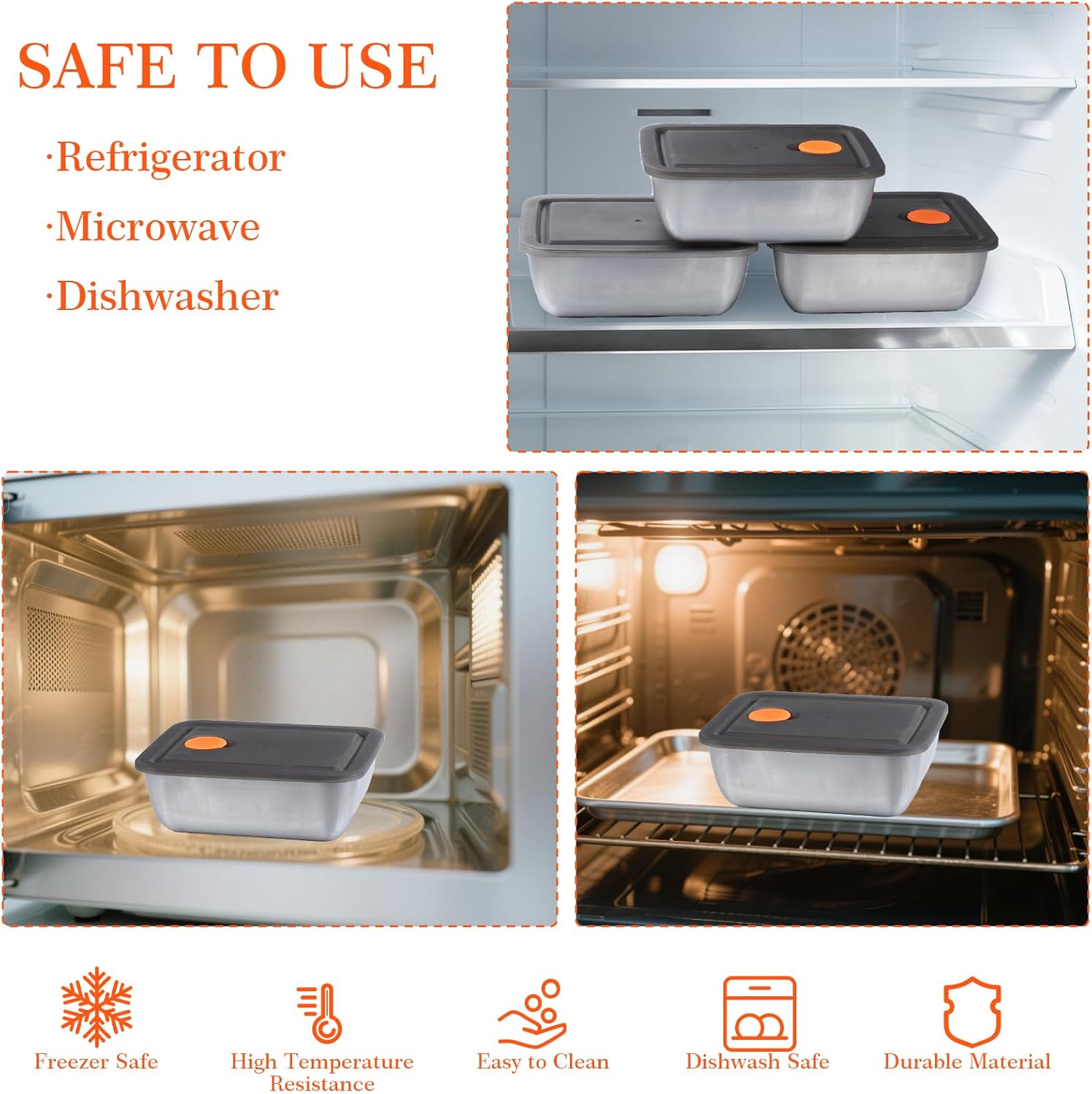 Yolev 10 Pcs Metal Small Food Containers 16oz with Leak-Proof Lids Reusable Meal Stainless Steel Prep Container Lunch Box Stackable Food Storage Containers Dishwasher for Snacks Fruits On-The-Go - Image 5