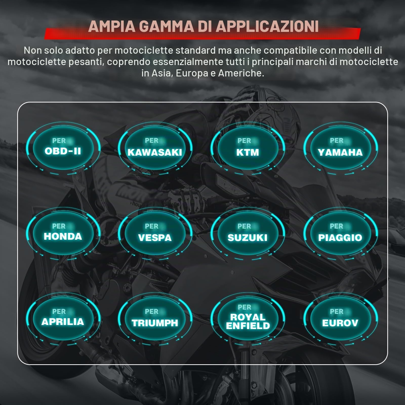 Scanner per moto strumento diagnostico per moto lettore obd per moto M4 Strumento diagnostico per motocicletta Lettura/Cancellazione codici di errore, test rapido e di tensione Lettore scanner di