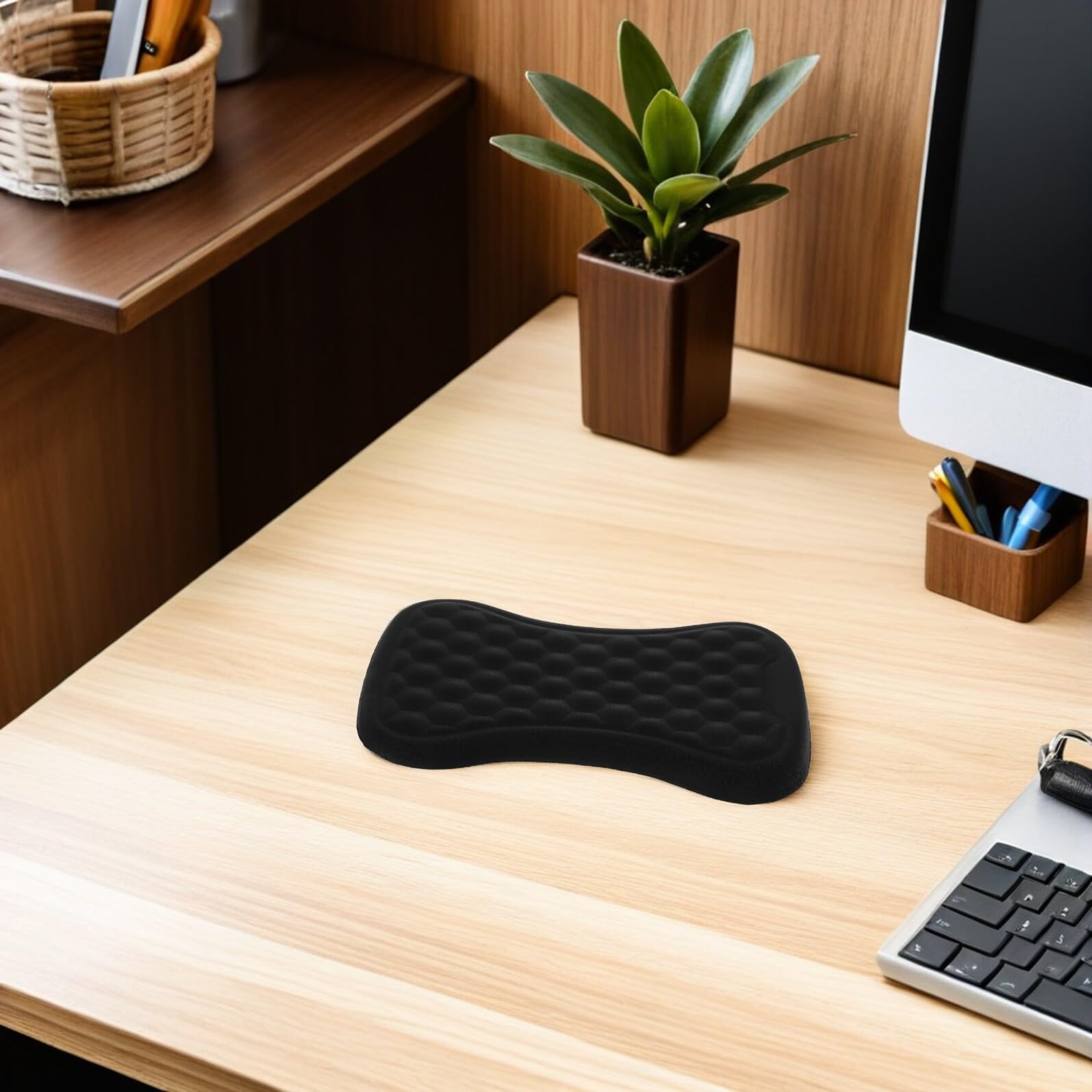 2 Stück Ergonomische Handgelenkauflagen aus Memory-schaum Komfortable Maus Tastaturstütze für Büro Gaming und Laptop Rutschfestes Vielseitiges Handgelenkkissen zur Schmerzlinderung