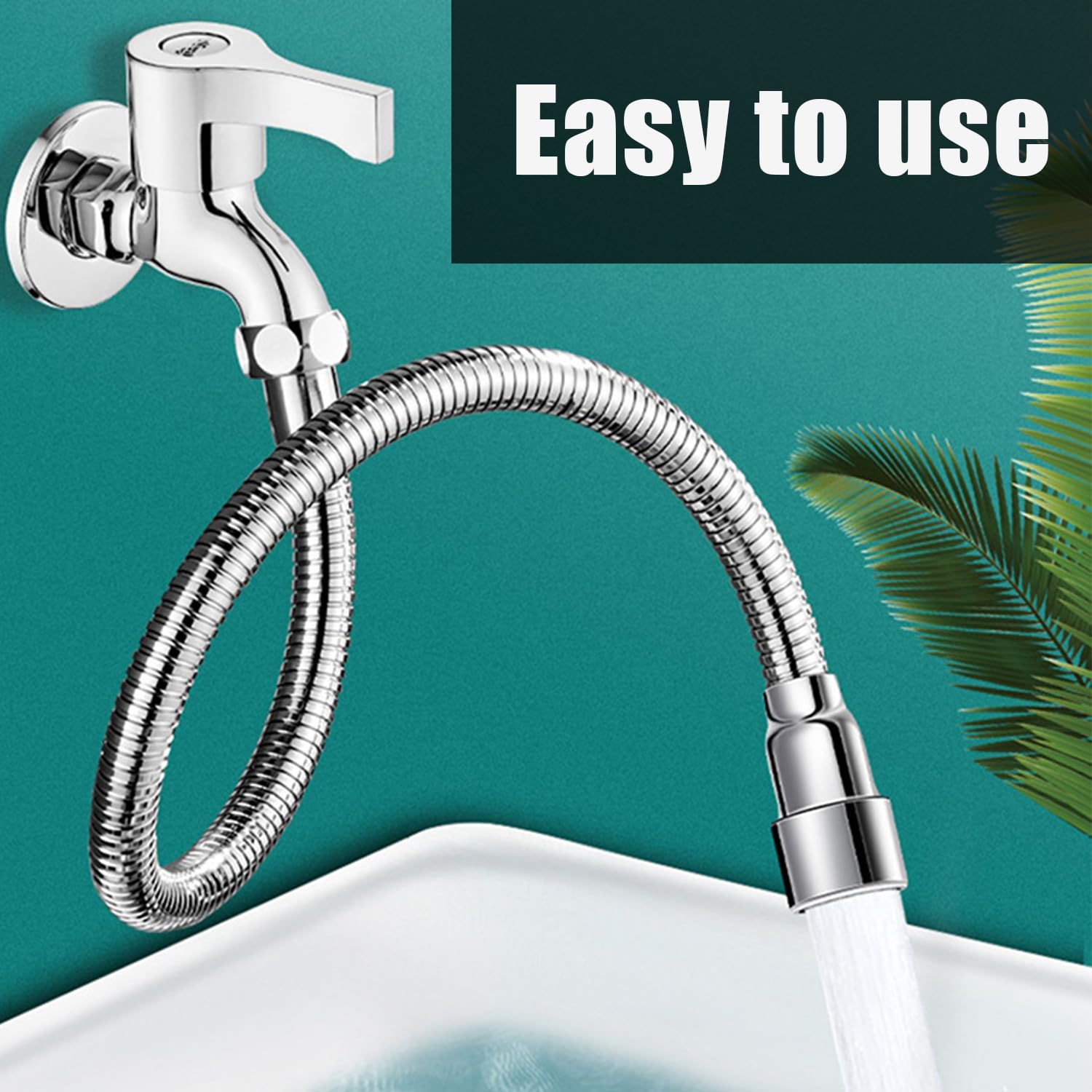 KRYMSON 1 extensión de grifo (20 cm, acero inoxidable) y 2 adaptadores de grifo (24 mm/22 mm exterior, 20 mm interior), adecuado para cocina, baño, inodoro