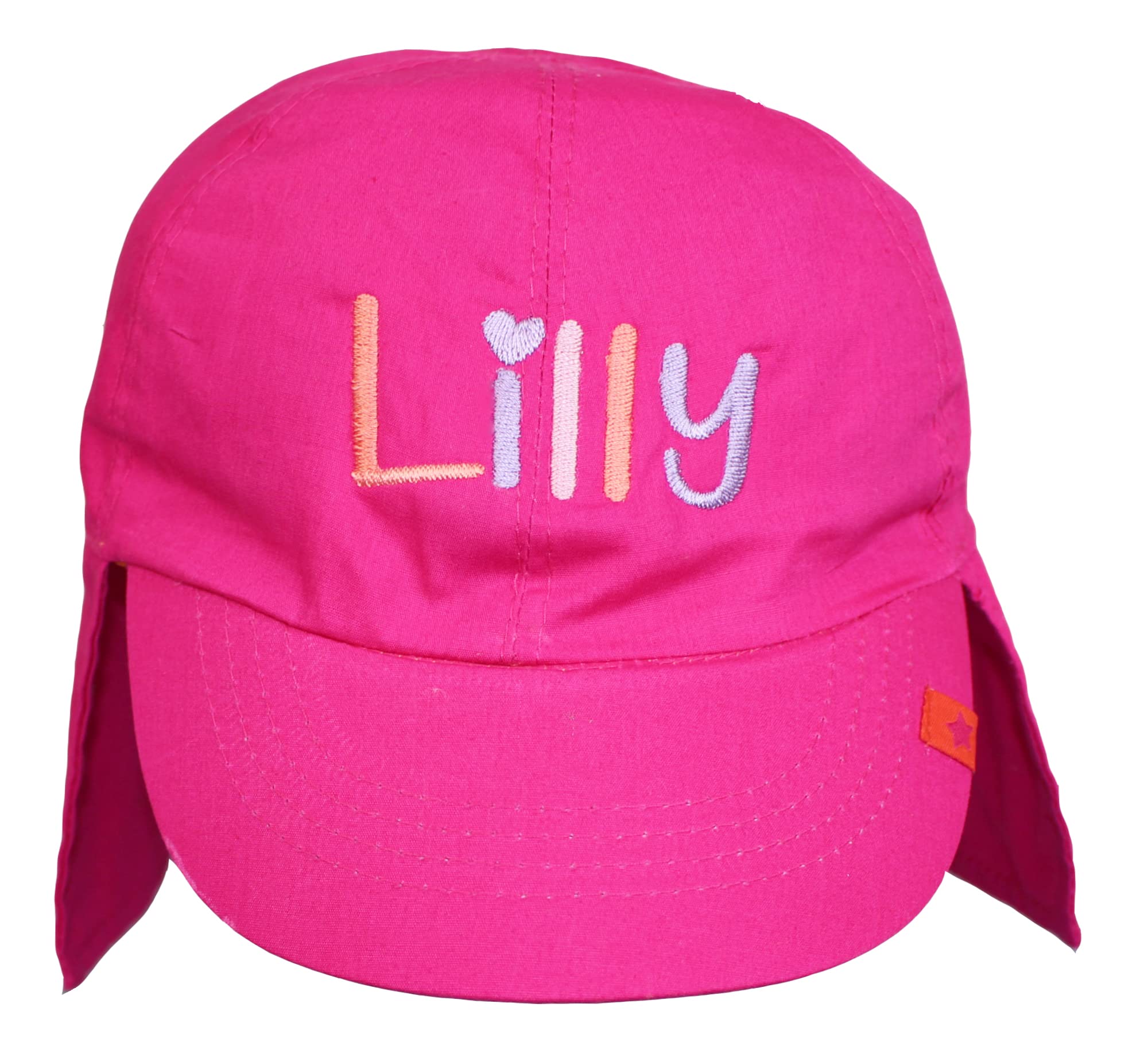 TeddyT's Personalised Girl's Baby Legionnaire Summer Sun Hat (Fuchsia Pink) (as8, Age, 12_Months, 24_Months)
