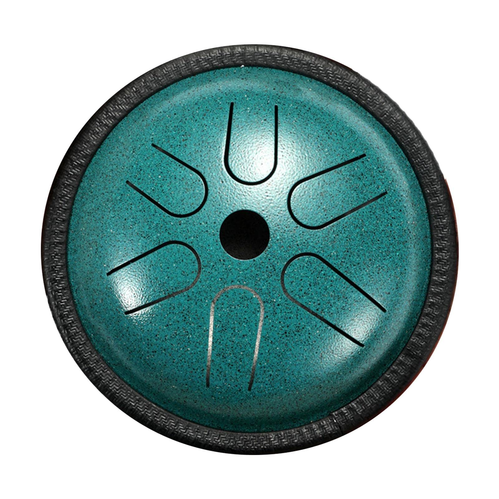 barenx Tambour à langue en métal, 6 notes de 14 cm, percussion de poche, vide pour voyage, loisirs, instrument de musique avec sac de maillets, malachite