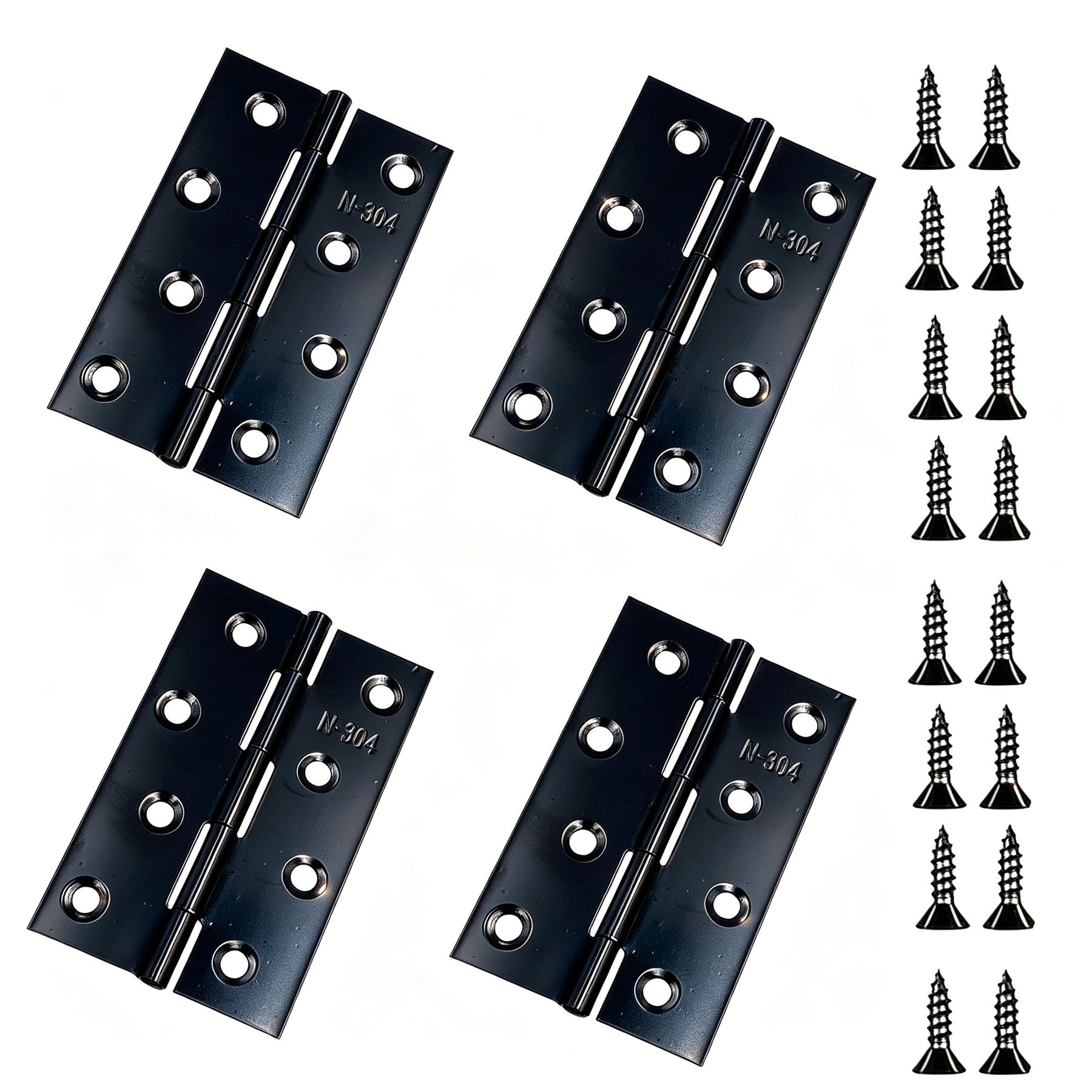 5 Pcs 3.5 Inch Black Door Hinges, Stainless Steel Square Ball Bearing Hinges with Screws for Interior Exterior Residential and Commercial Use, Opening Size 88X54X1.02mm