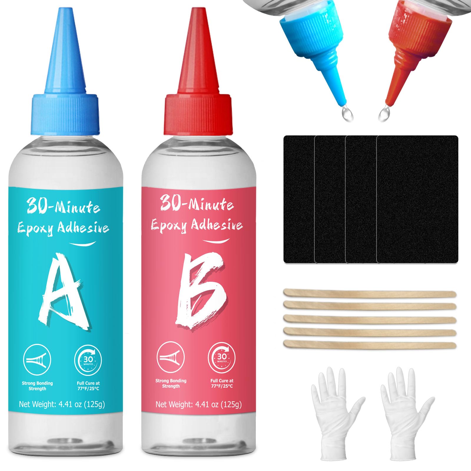 Colle époxy 30 minutes 250 ml, 2 parties de colle époxy transparente à séchage lent pour réparation de céramique, porcelaine, verre, acrylique, plastique, bois, métal, pierre, etc