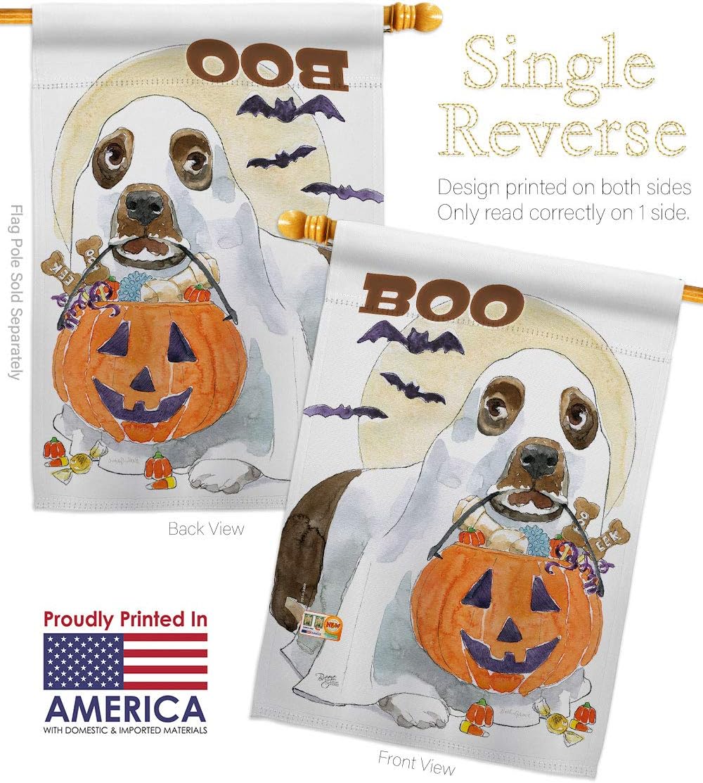 Halloween Boo Doggie House Flag Falltime Witch Trick or Treat Spooky Night Black Cat Season Autumntime Pumpkin Small Decorative Gift Yard Banner Made In USA 28 X 40