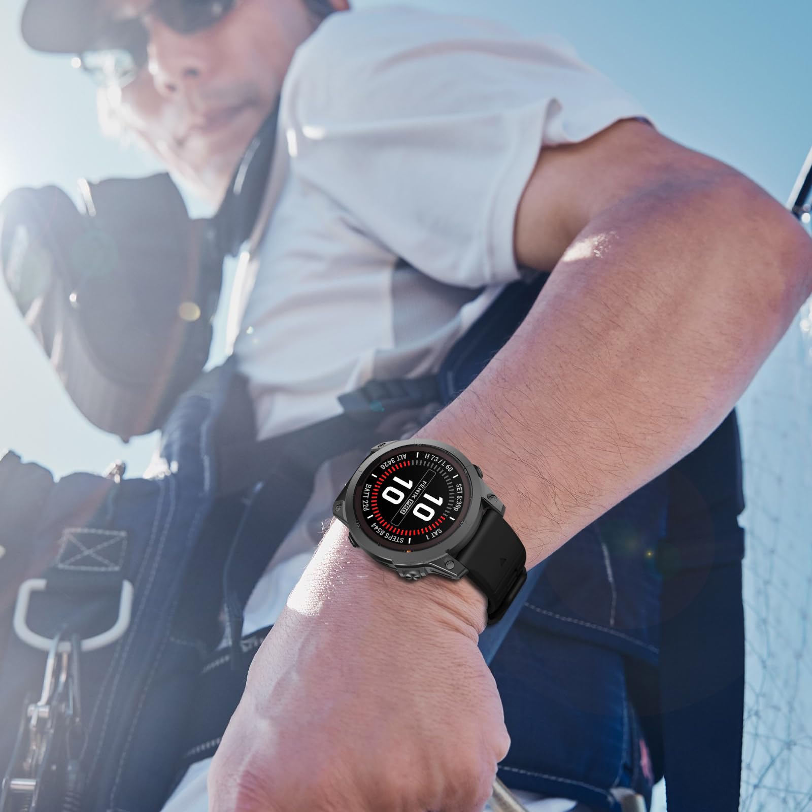 MYSNBKN 22mm Quick Fit Strap pour Fenix 7/Fenix 7 Pro/Fenix 6/Fenix 6 Pro/Fenix 5/EPIX Gen2, Bande de remplacement en silicone souple pour Forerunner 935/945/955/965/Approach S62