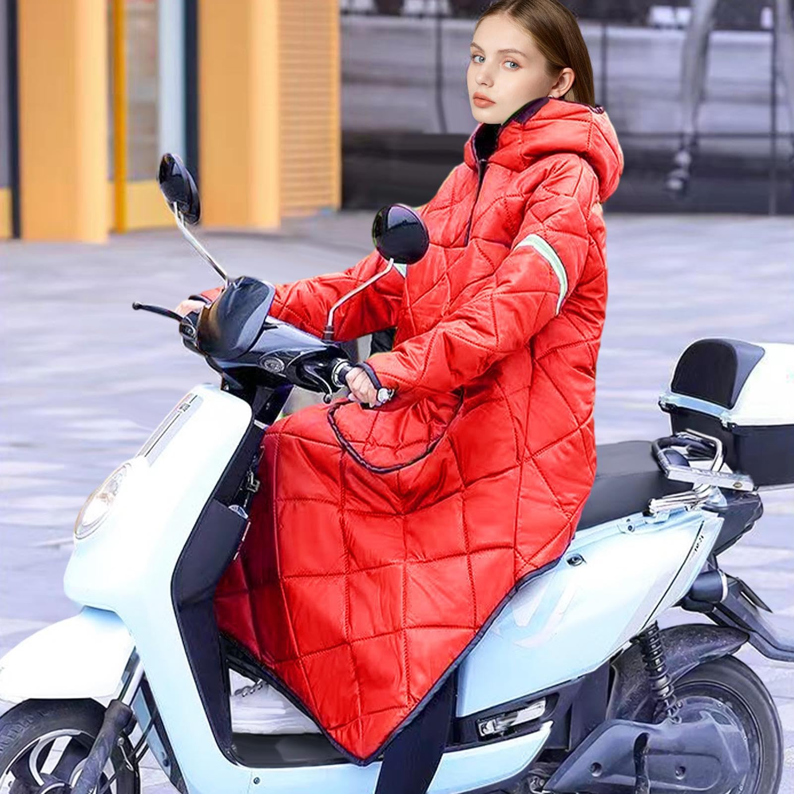 Teksome Housse Chaude pour Jambes de Scooter - Maillot de Cyclisme d'hiver rembourré et épais avec Bandes réfléchissantes,Housse de Protection imperméable Contre la Pluie pour cyclomoteur, Couverture
