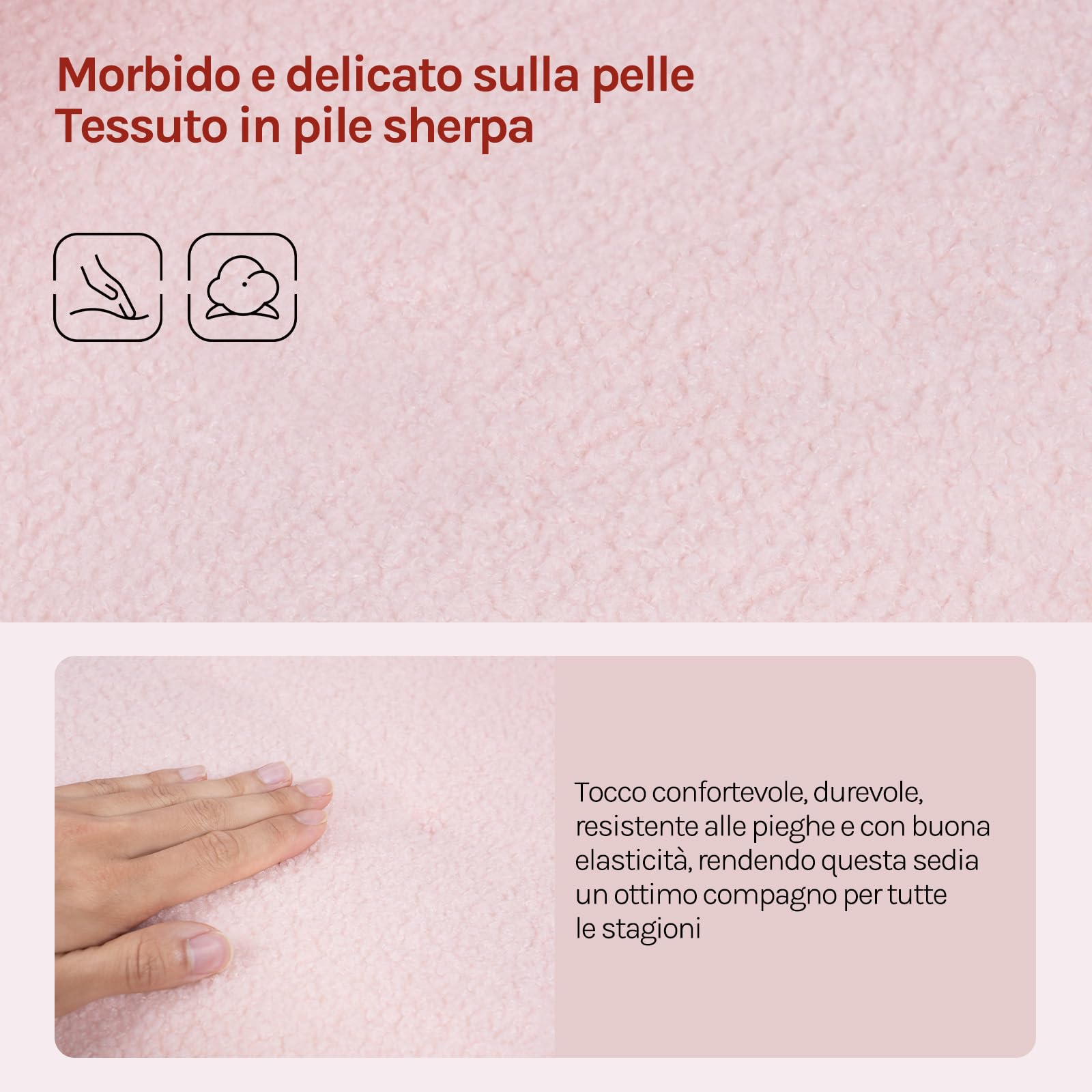 WOLTU Sgabello per Toeletta Trucco con Schienale, Sedia Moderna Sala da Pranzo Girevole a 360°, Altezza Regolabile, in Tessuto Teddy e PU, per Camera da Letto, Ufficio Domestico, Rosa