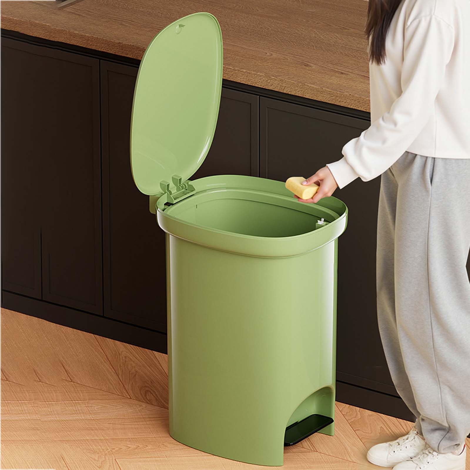 Kosz na śmieci z pedałem, kosz na śmieci z pokrywą, kosz na śmieci z cichym zamykaniem, kosz na śmieci kuchenne, kosz do recyklingu, duża pojemność, do użytku wewnątrz i na zewnątrz