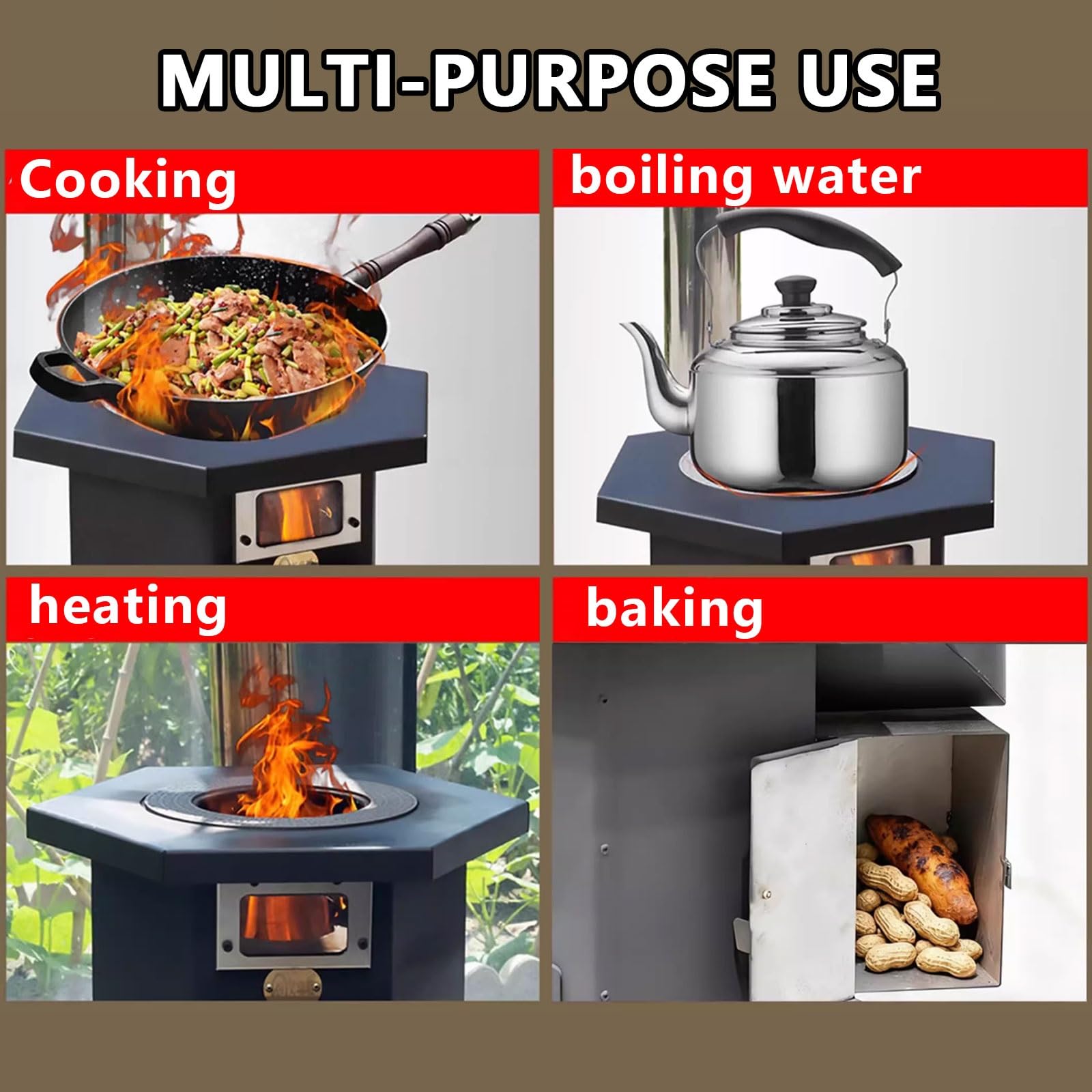 Stufa A Pellet Forno Da Campeggio Stufa A Legna Con Forno Include Canna Fumaria Da 200 Cm E Due Finestre Di Ispezione Design Completamente Saldato