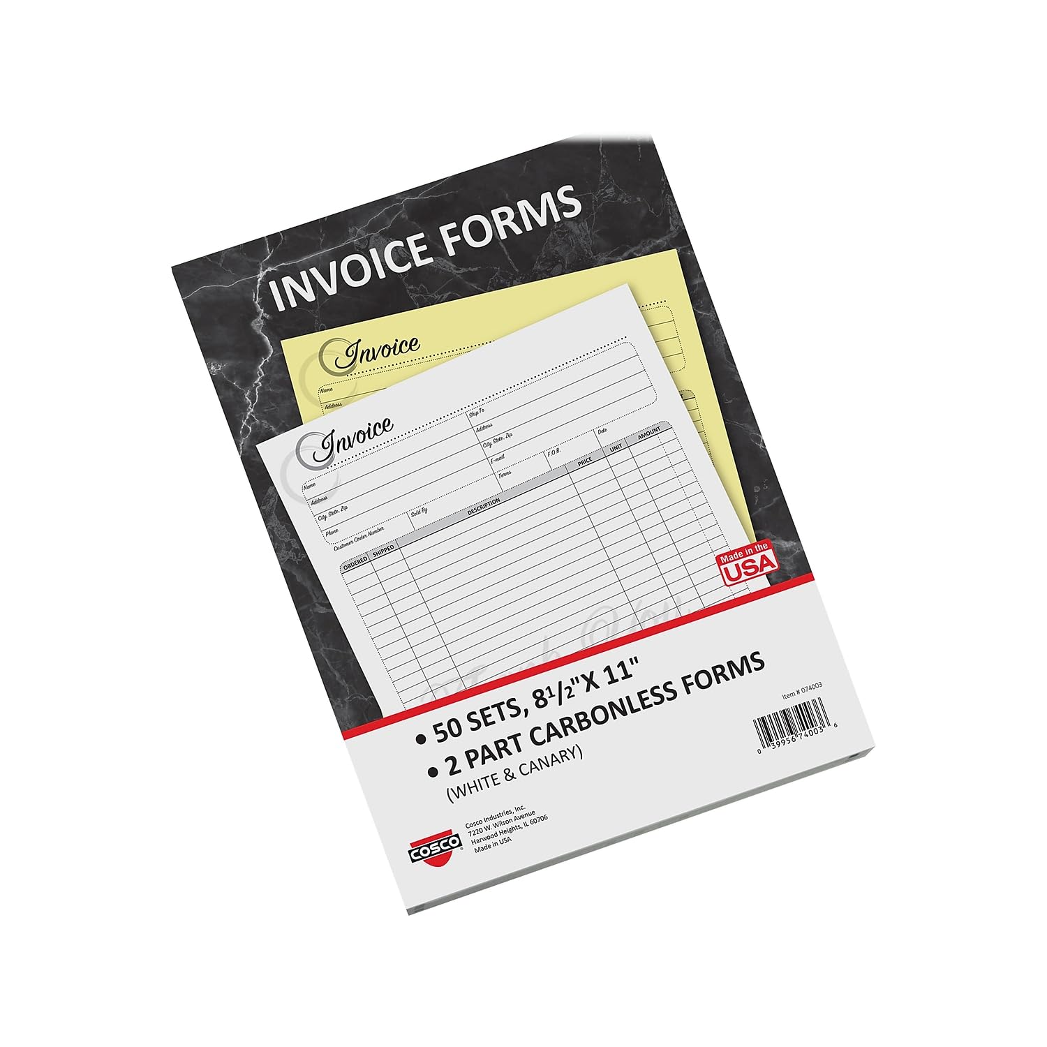 Amazon.com : Cosco® Invoice Form Book with Slip, Artistic, 8 1/2" x 11 ...