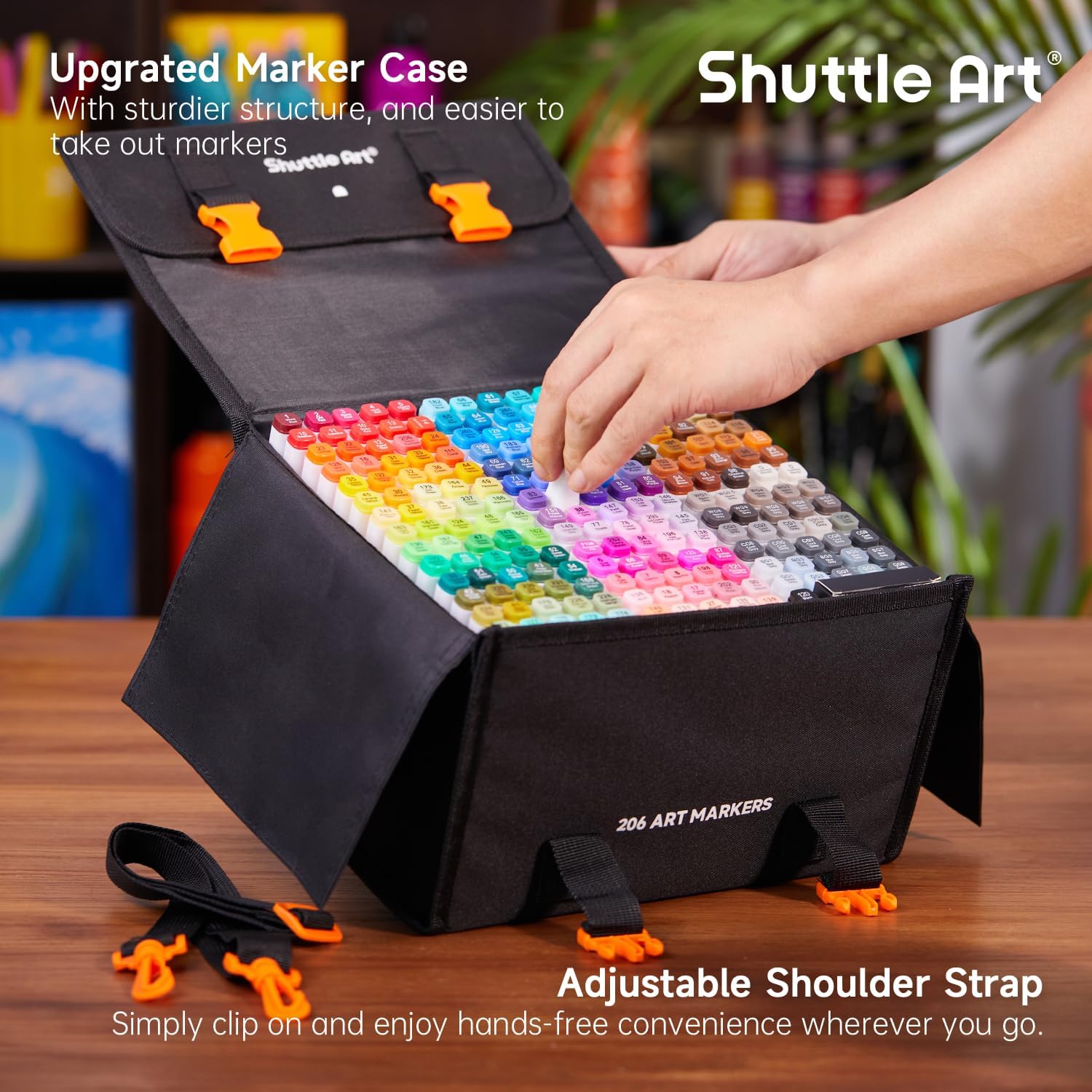 Shuttle Art 206 Colors Alcohol Markers, 204 Colors Dual Tip Art Marker Set Plus 2 Colorless Blender, Micro-tip Pens, White Highlighter Pens, Marker Bag Perfect for Students Adults Coloring - Image 7