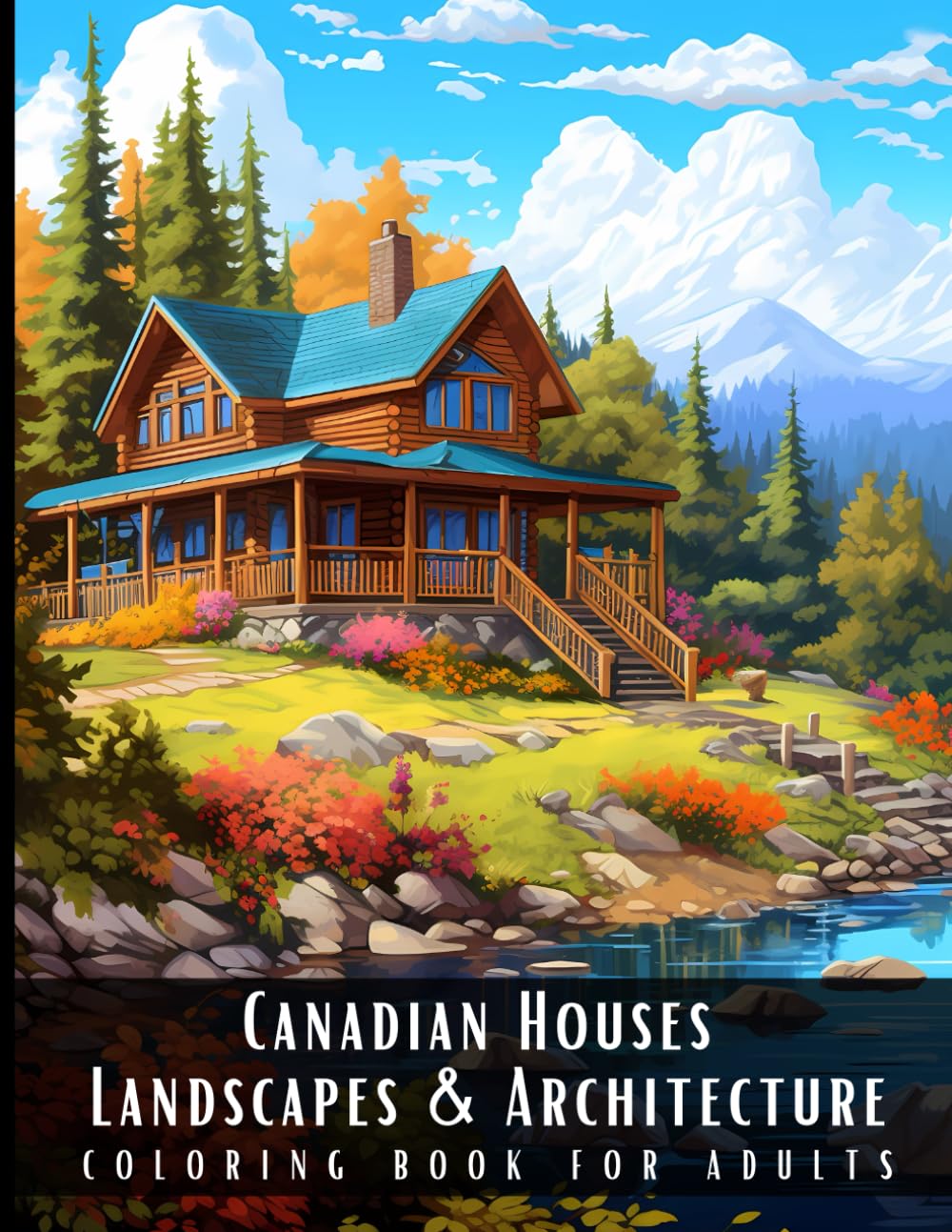 Canadian Houses Landscapes & Architecture Coloring Book for Adults: Beautiful Nature Landscapes Sceneries and Foreign Buildings Coloring Book for ... Relief and Relaxation - 50 Coloring Pages