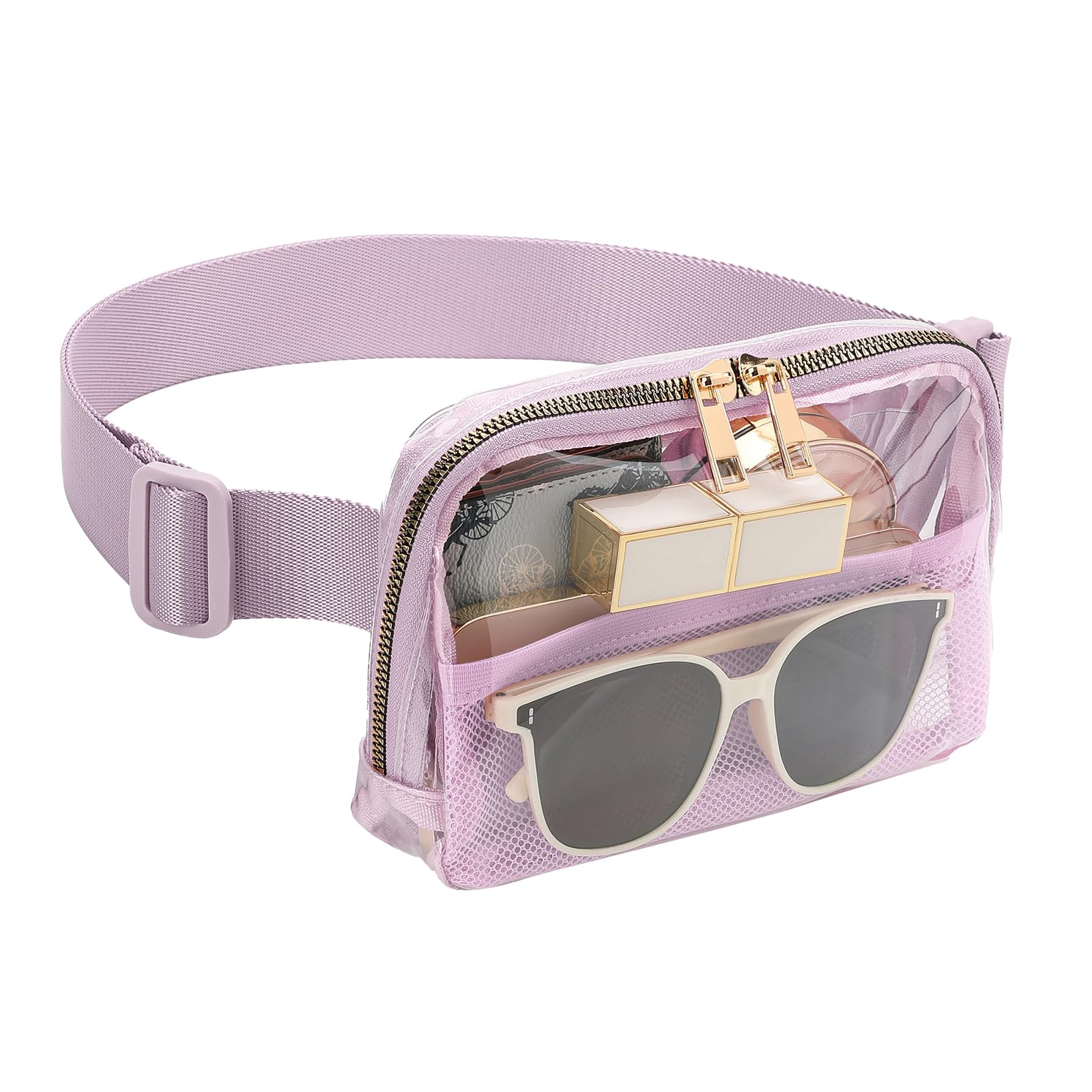 Clear Fanny Pack Belt Bag Stadium Approved for Women Men with Adjustable Strap Water-resistant Waist bag Clear Purse for Travel Workout Running Hiking