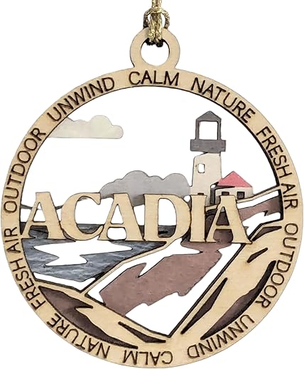 Acadia National Park Lighthouse – 3″ Round Wood&hellip;