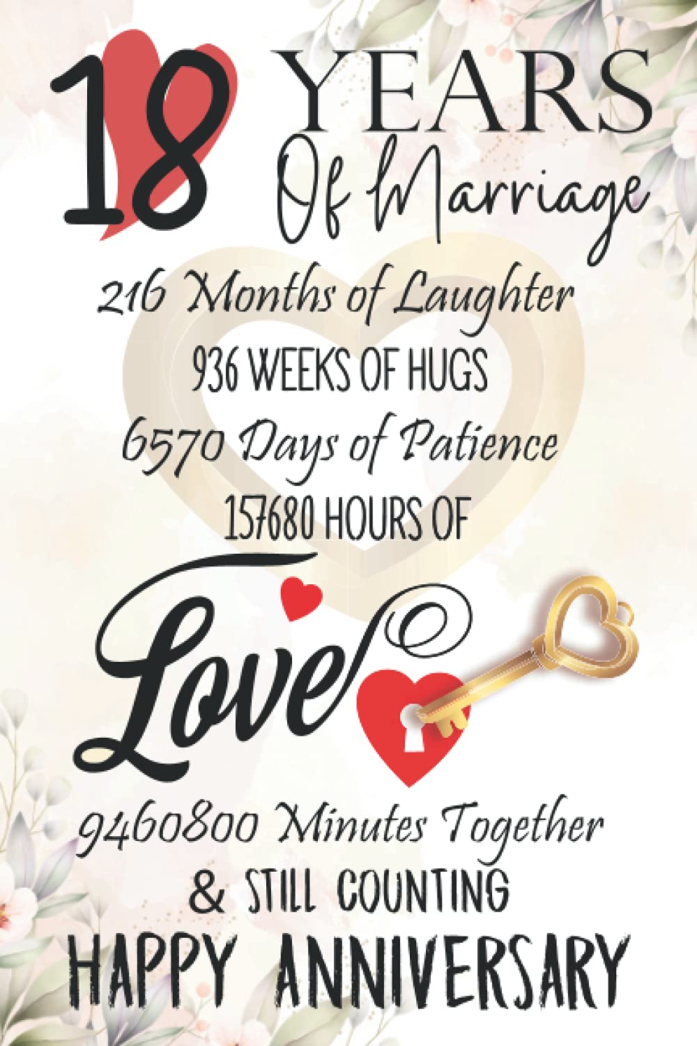 18 Years Of Marriage: Funny 18th couple wedding anniversary gift for both, her and him, lined Notebook, 100 pages, 6 in x 9 in (15.2 x 22.9 cm)
