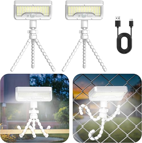 Miniatura 10 de Tryme Luces solares para exteriores con sensor de movimiento, USB y energía solar, ángulo ajustable, 3 modos, soporte de pulpo, luces de valla Negro