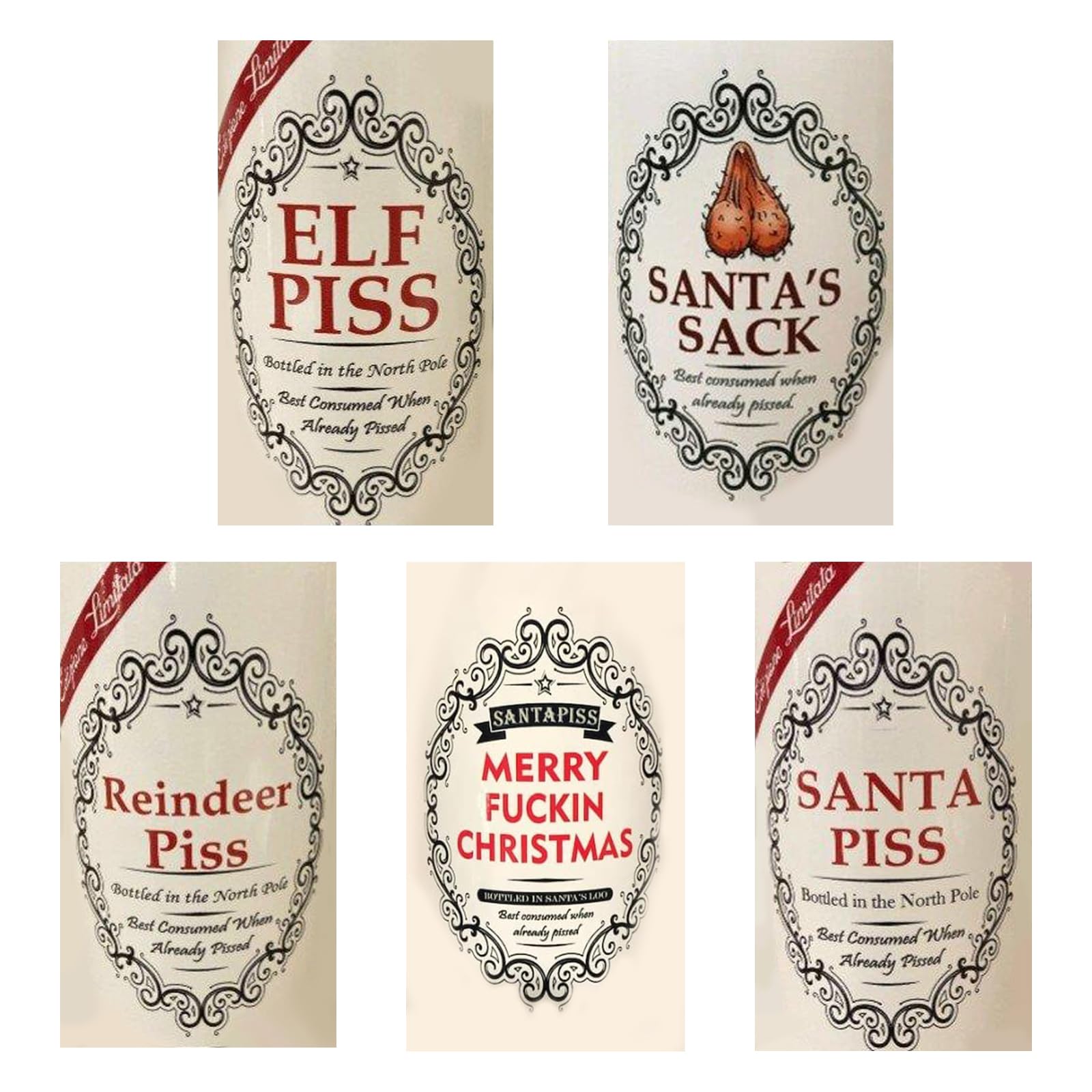 Etiquetas Divertidas de Navidad para Botellas de Vino, Calcomanías Personalizadas