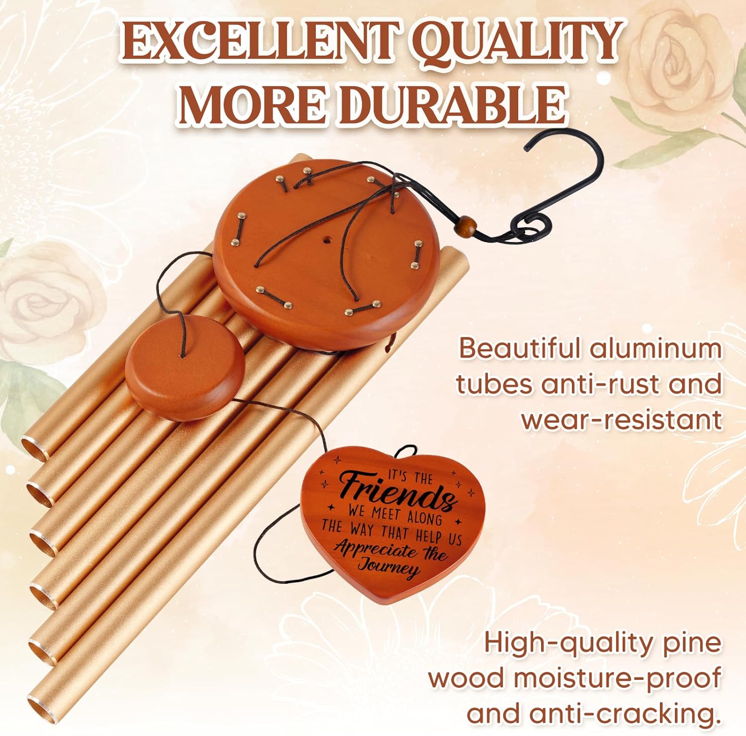 Best Friend Birthday Gifts for Women, Unique Friendship Gifts for Women, Ideas Wind Chimes for BFF, Soul Sister, Unique Outdoor Garden Decor for Female 36" Wind Chime