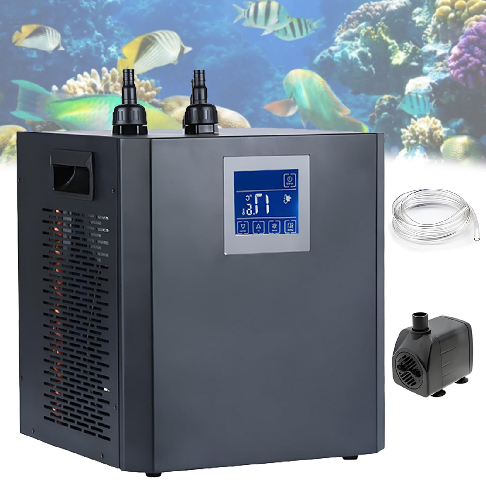 Chłodziarka do akwarium 500L dla rodzin, akwariów, targów rybnych i hoteli, sterowana dotykowo/pilotem, chłodziarka do wody z regulacją temperatury 4-50°C/39-122°F i pompą wodną
