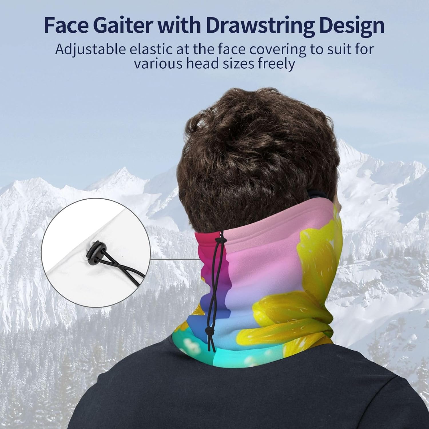 Winter Neck Warmer for Men Women, 3D Colorful Sunflower Neck Gaiter UV Sun Protection Face Mask Windproof Cold Weather Face Cover Thermal Ski Mask Scarf for Outdoor Sports Bandana