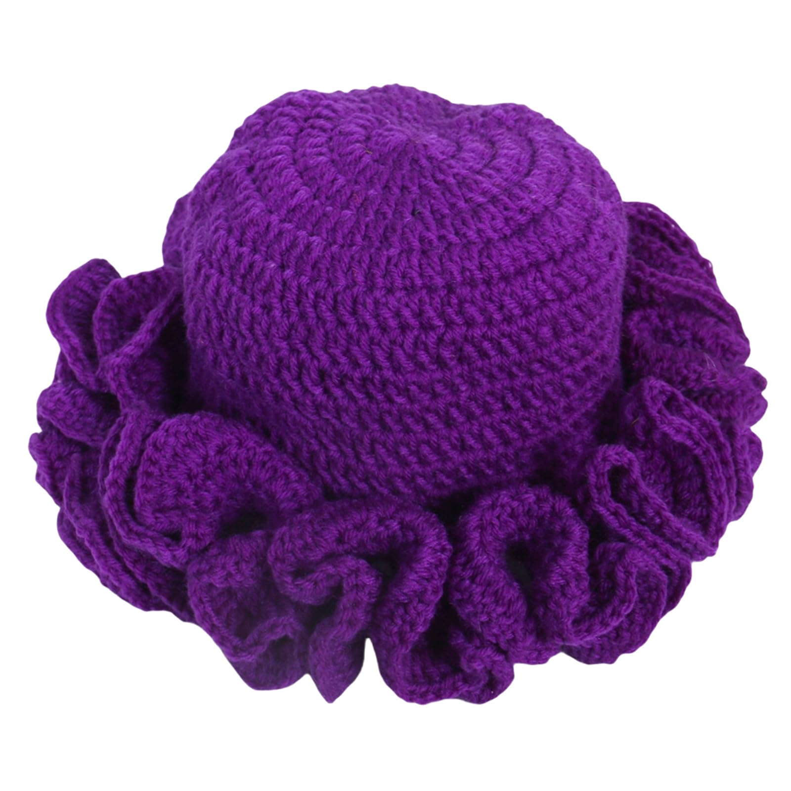 URTERYSER Unisex Bucket Hat, Handmade Ruffled Brim, Polyester Fiber, Adjustable, XS-S/56-58cm, Purple
