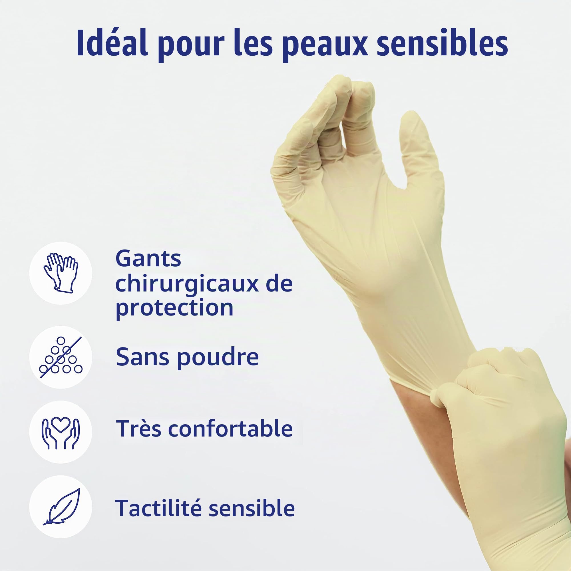 Meditrade Gentle Skin Superior OP Gants chirurgicaux en latex, sans poudre, stériles, jetables – EPI pour chirurgie et examen médical – Naturel – Taille 6,5–50 paires