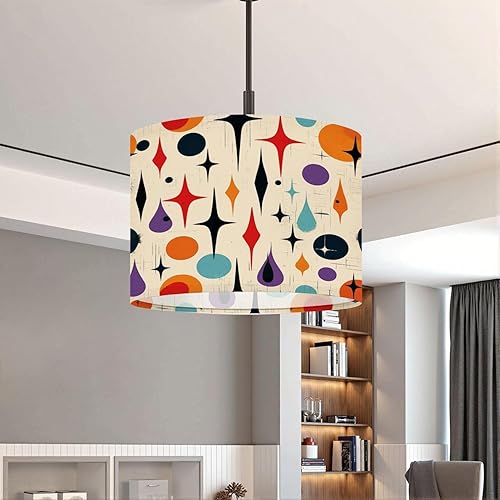 Miniatura 2 de Farmhouse Lampshades Lamp Shades 11"x11"x9" Mid Century Fifties Modern Retro Luxurious Stars Circles Geometric Light Shade for Table Lamps Floor